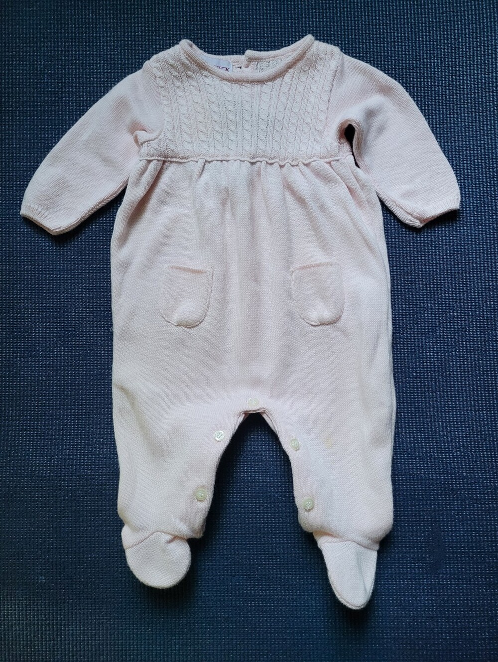 Neck&Neck Spanish Knit Footed One-Piece Romper in Light Pink  3mth